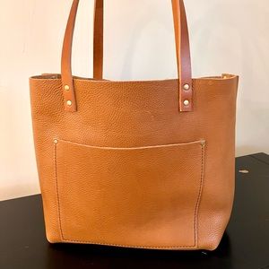 Portland leather hood large tote in DUNE with tan handles
